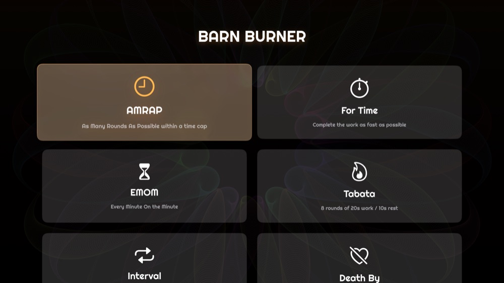 Barn Burner Home Screen